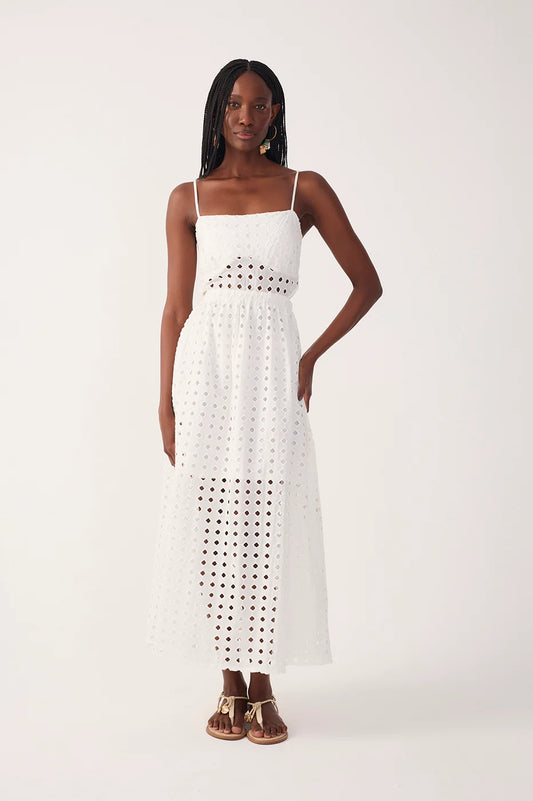 Eyelet Smocked Midi Dress