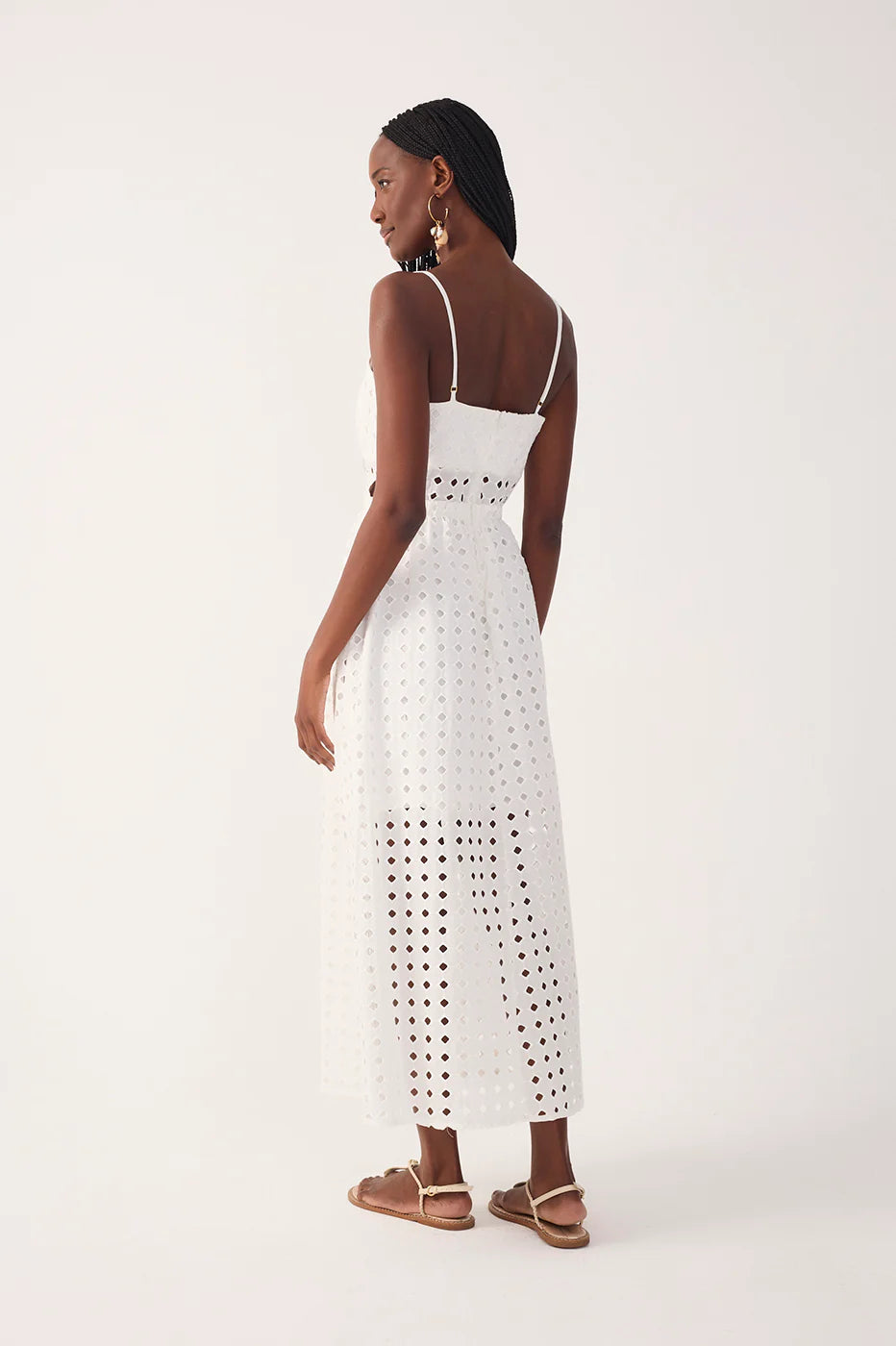 Eyelet Smocked Midi Dress