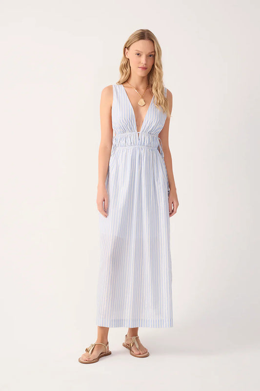 Striped Ruched Maxi Dress