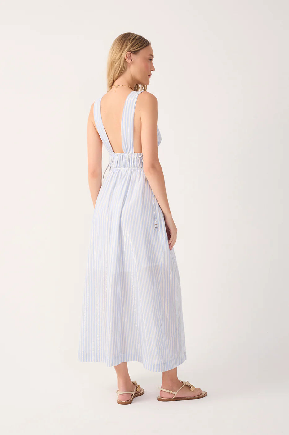 Striped Ruched Maxi Dress