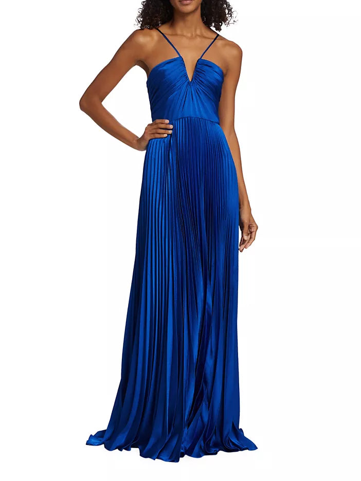 Indigo Satin Long Dress