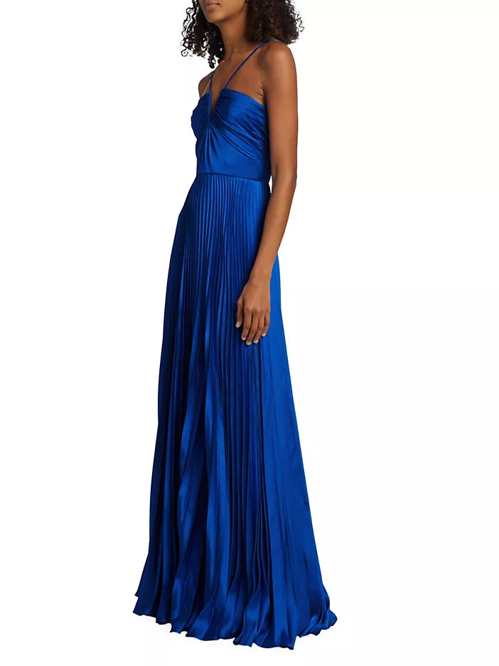 Indigo Satin Long Dress