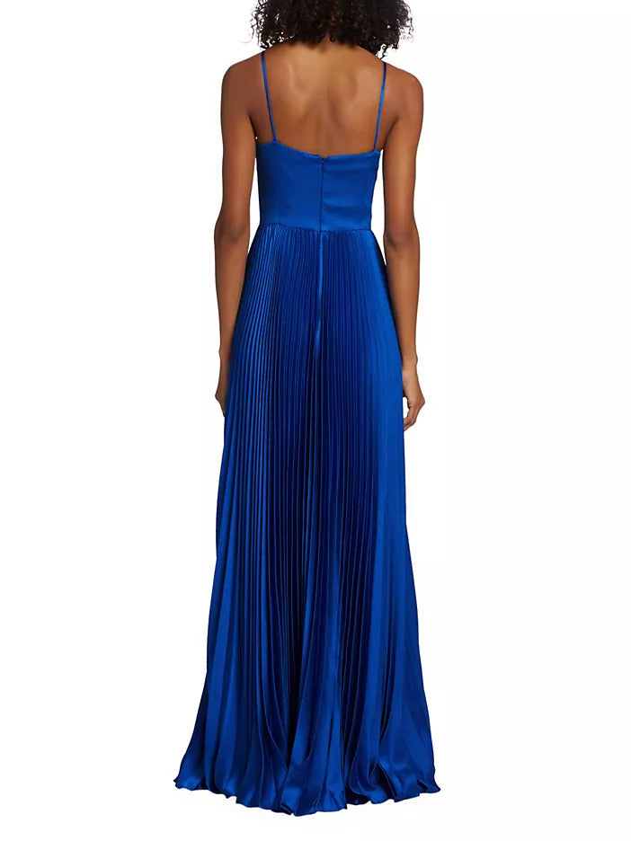 Indigo Satin Long Dress