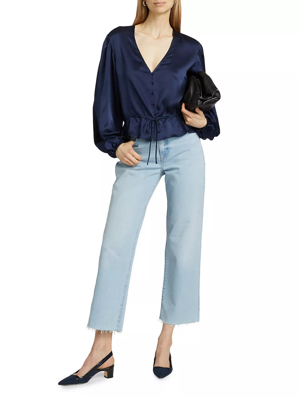 Cinched V-Neck Blouse