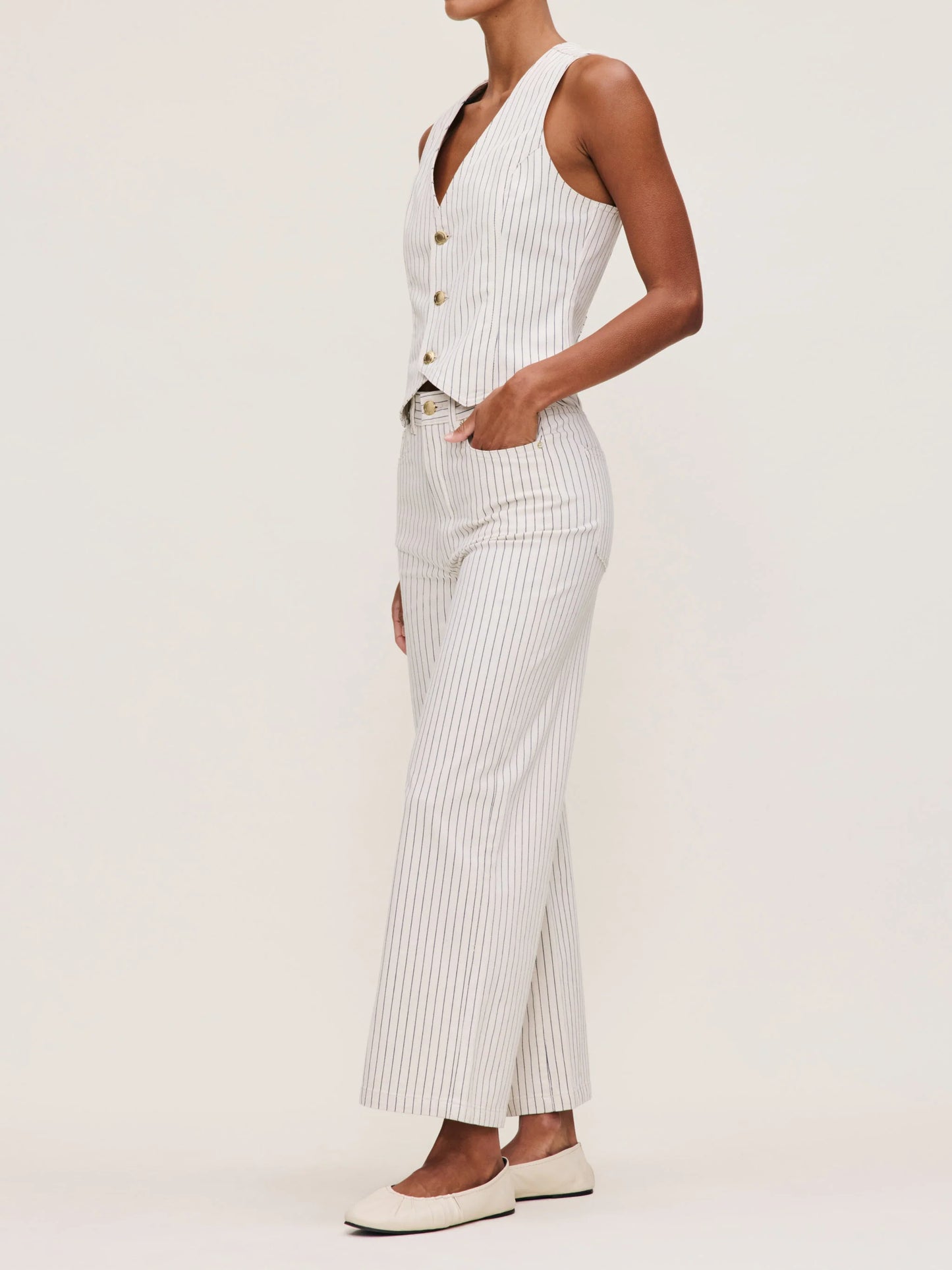 Hepburn Wide Leg - Seashell Stripe