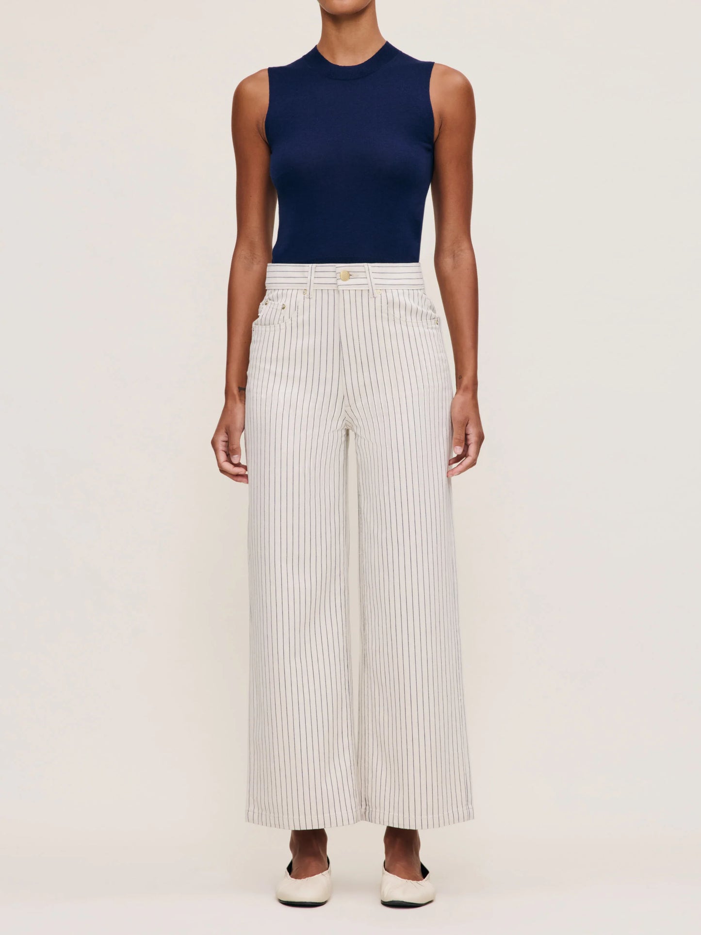 Hepburn Wide Leg - Seashell Stripe