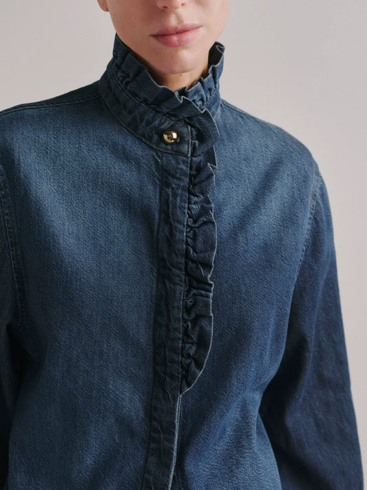 Ruffle Denim Shirt