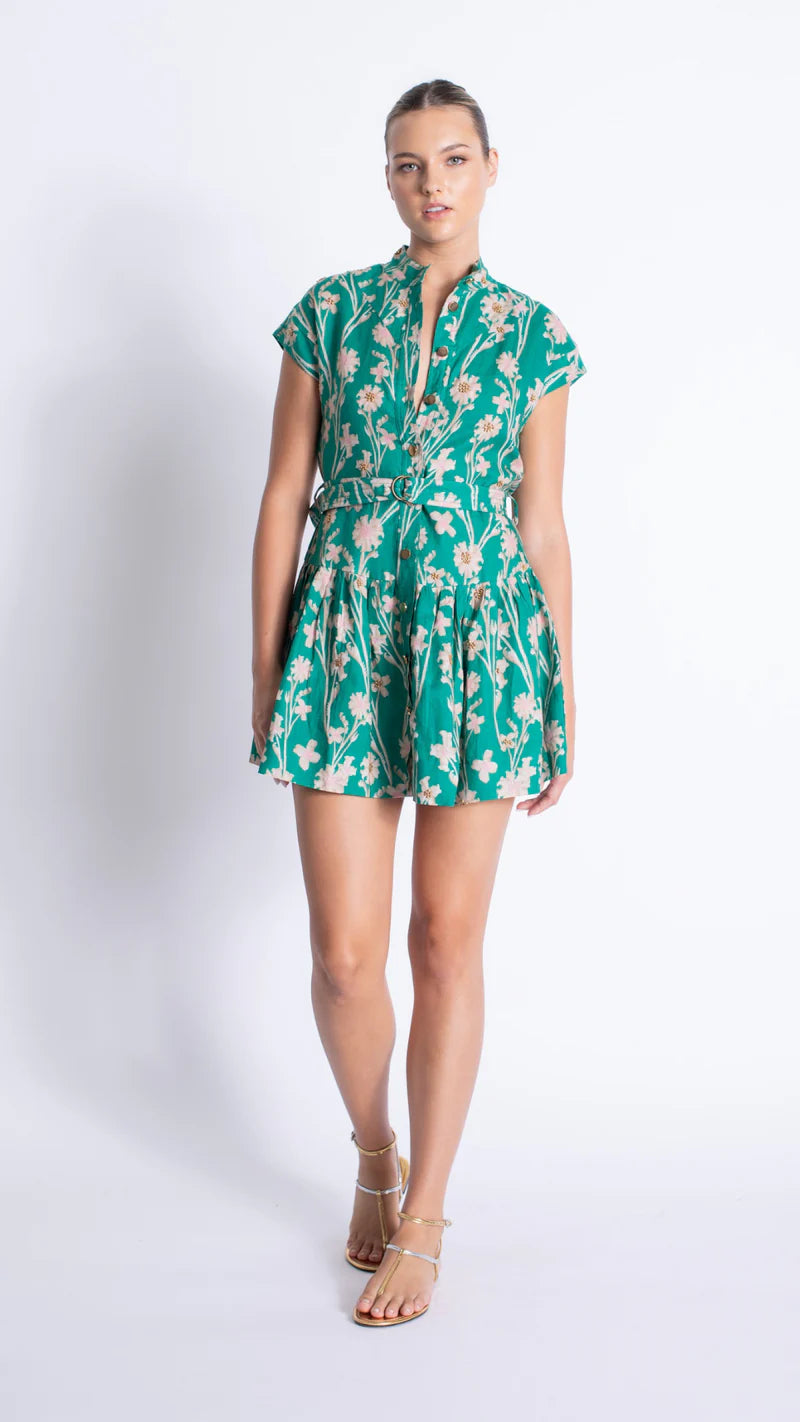 Zelle Embroidered Print Mini Dress