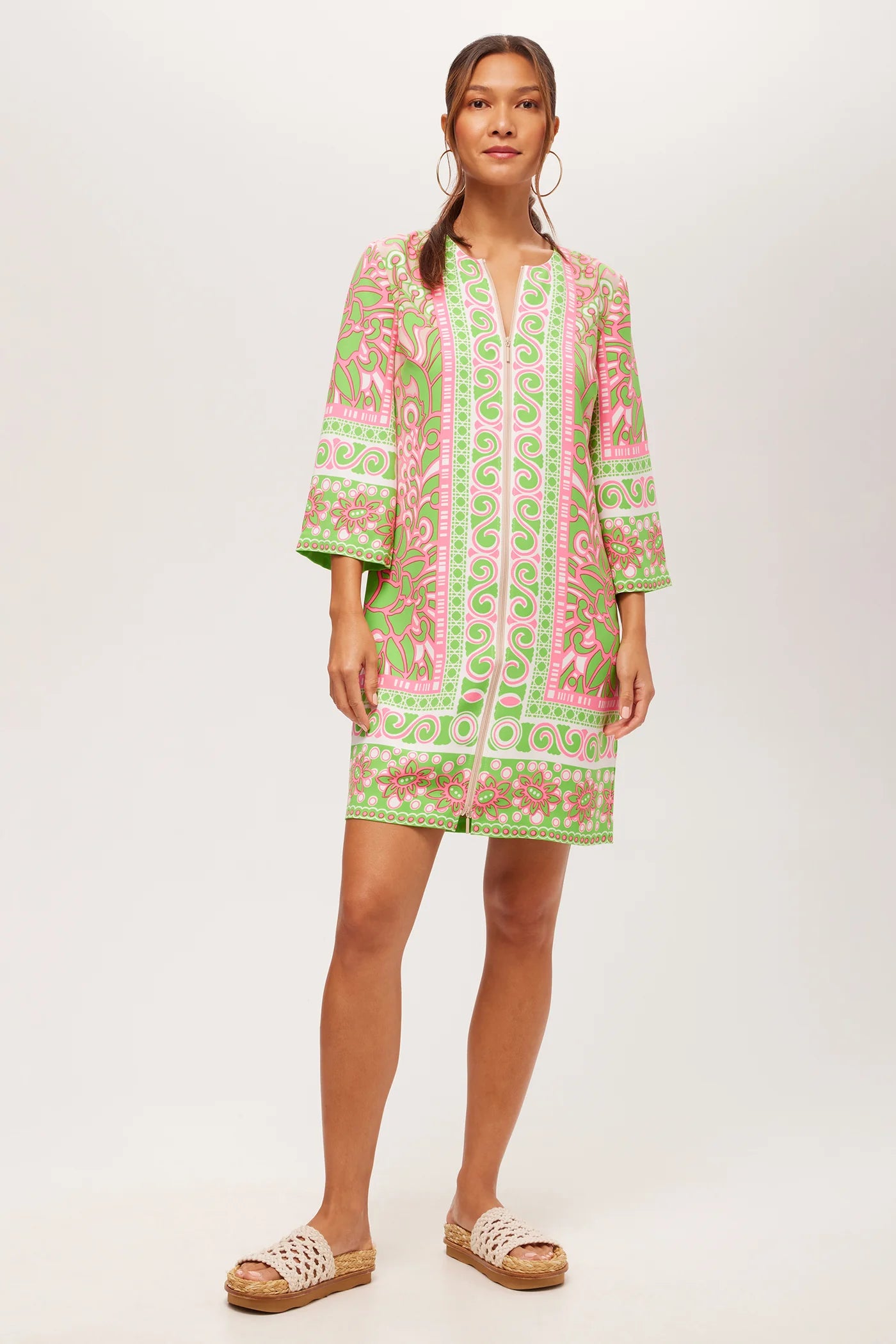 Botanical 3/4-Sleeve Zip Dress