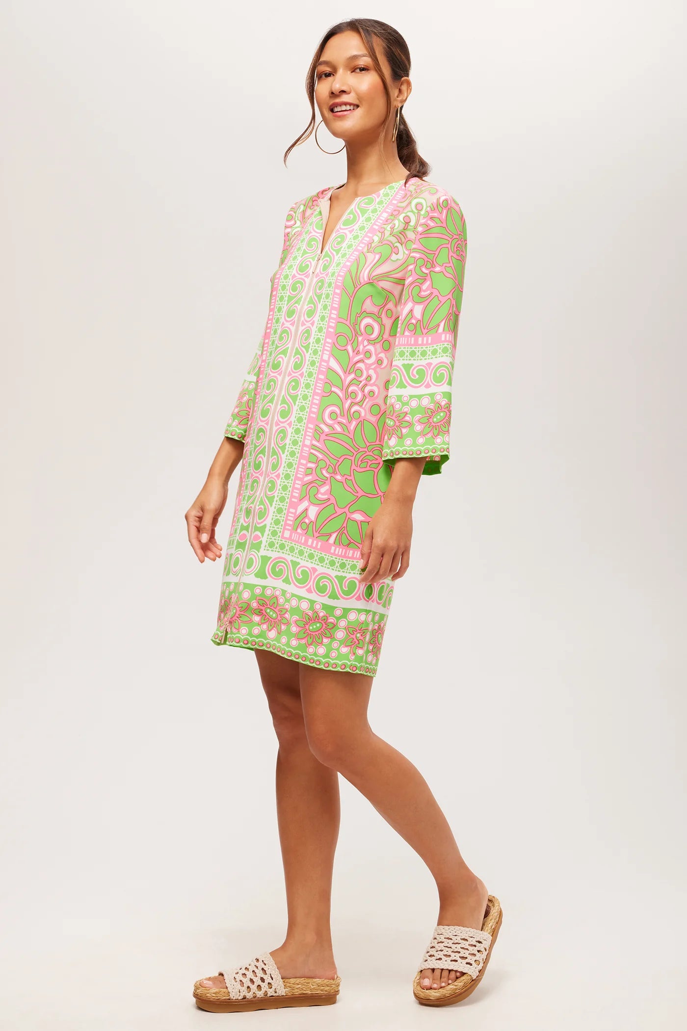 Botanical 3/4-Sleeve Zip Dress