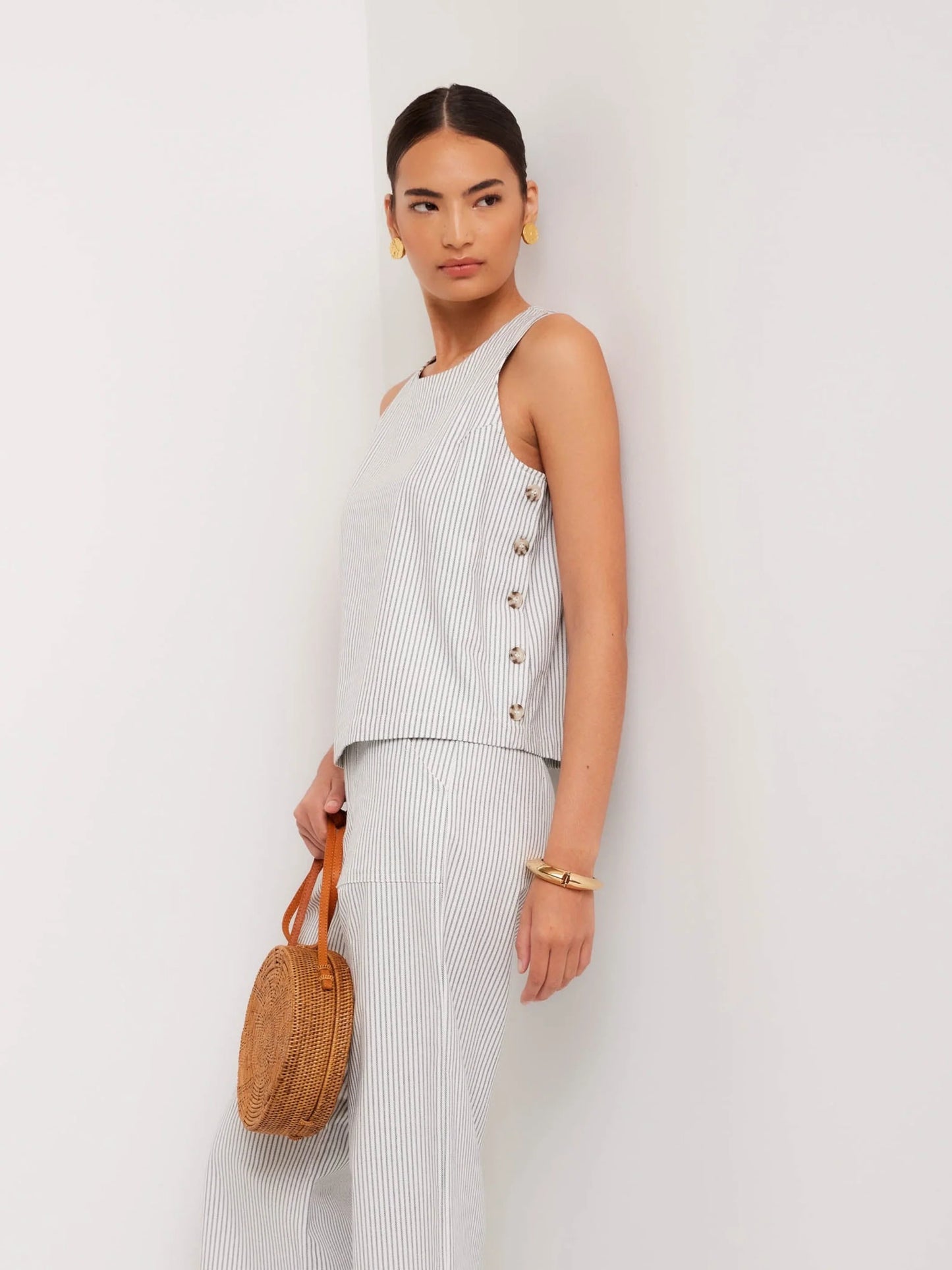Clarice Side Button Top