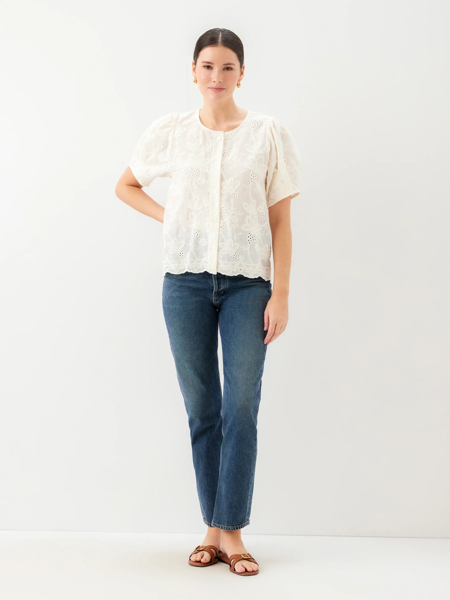 Jalen Embroidered Puff Blouse