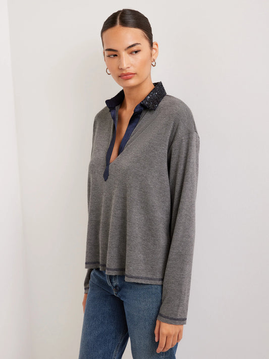 Kendall Sequin Collar Top