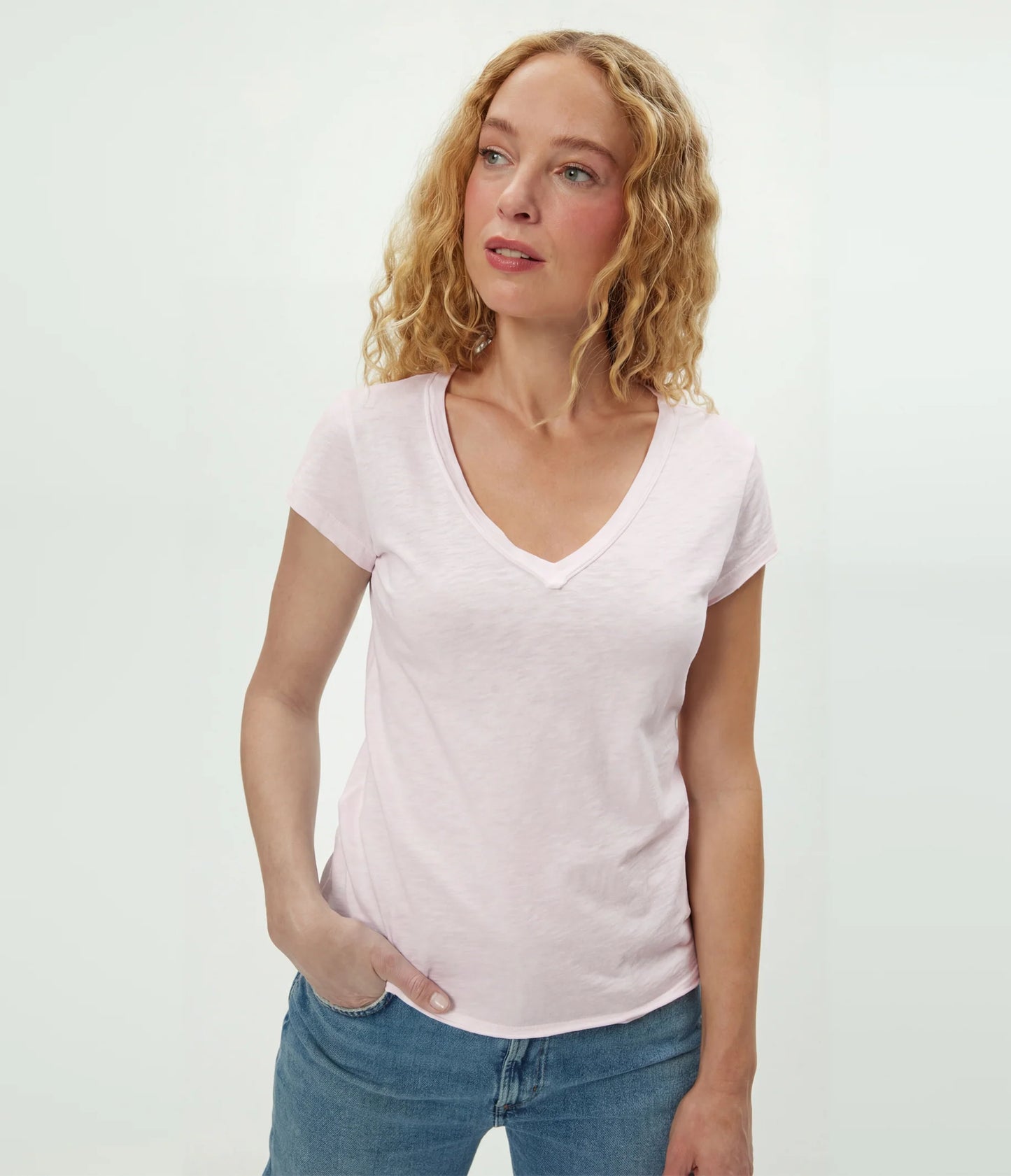 Baxter V-Neck Raw Edge Tee (85011)
