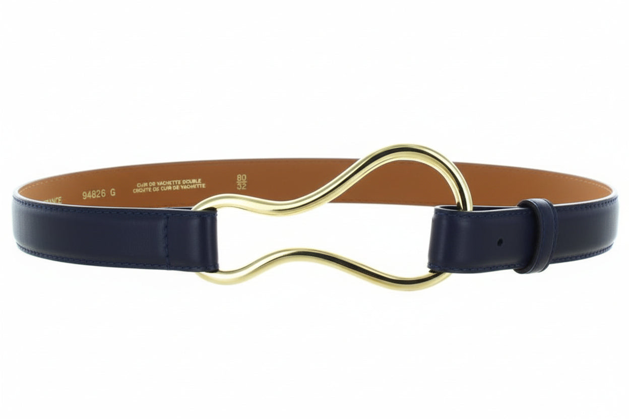 Asymmetrical Hardware Leather Belt