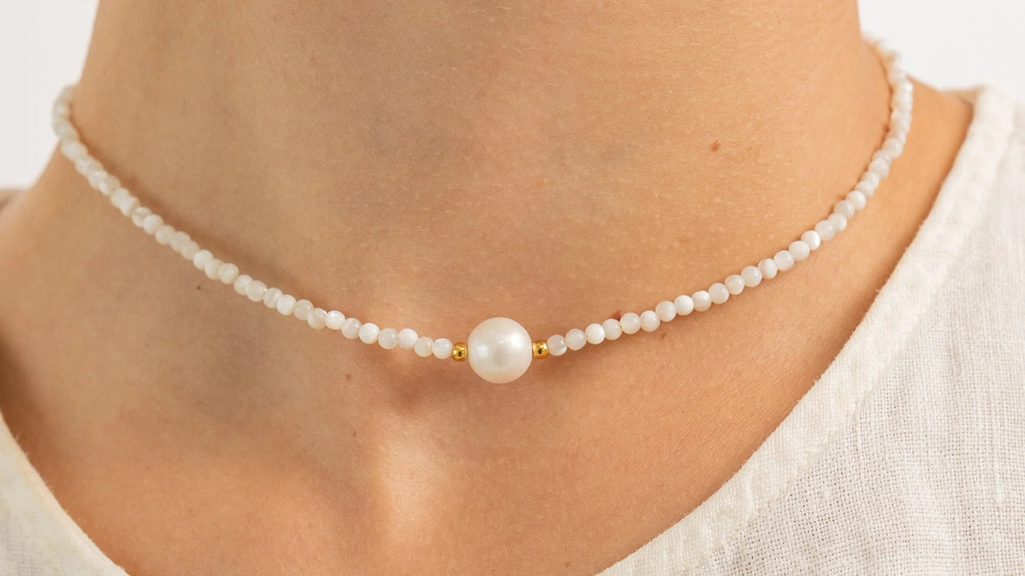 White Thin Pearl Necklace