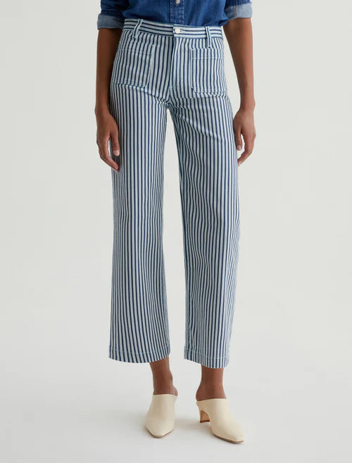 Kassie High-Rise Wide Leg Crop - Nordic Stripe Indigo Multi