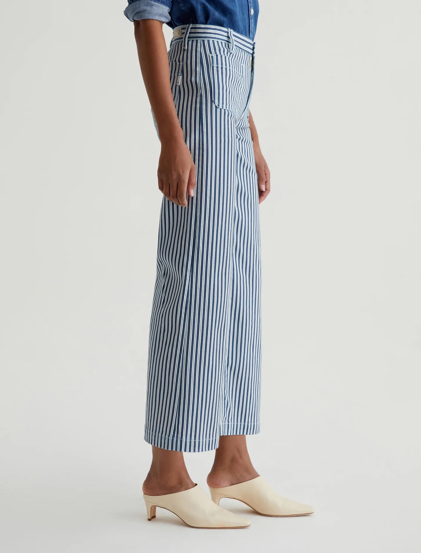 Kassie High-Rise Wide Leg Crop - Nordic Stripe Indigo Multi