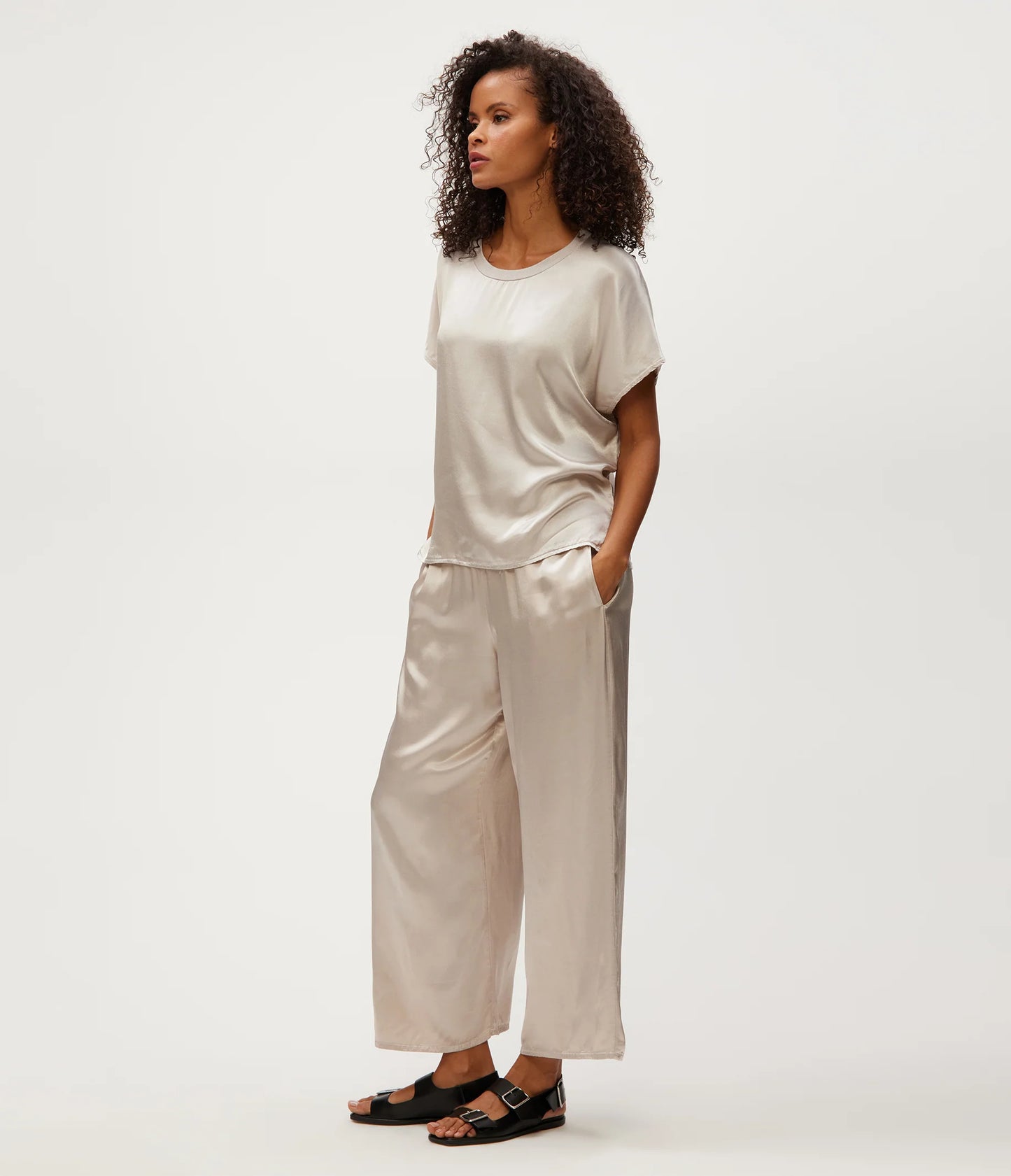 Sacha Satin Cropped Pant