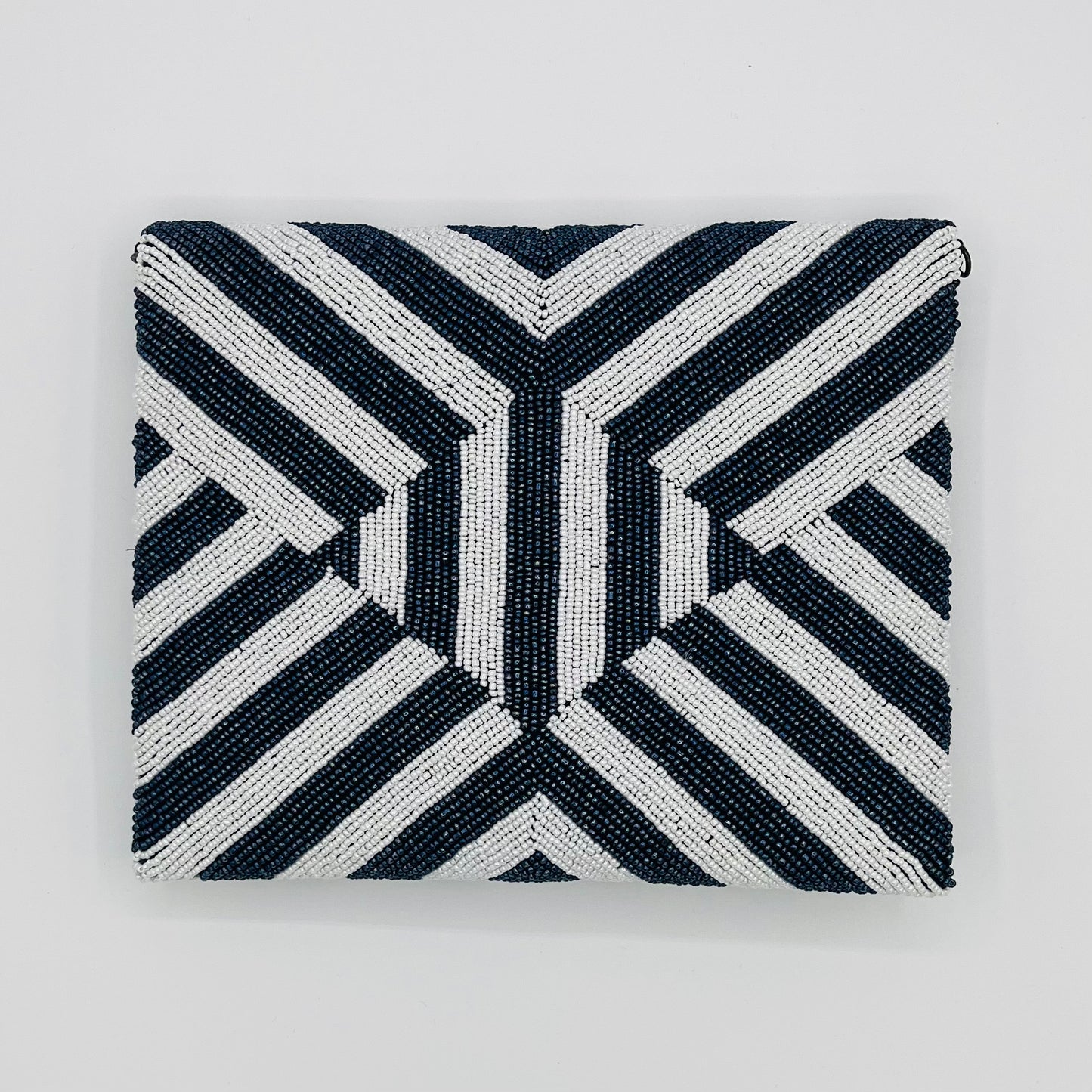 Navy/White Stripe Clutch - Square