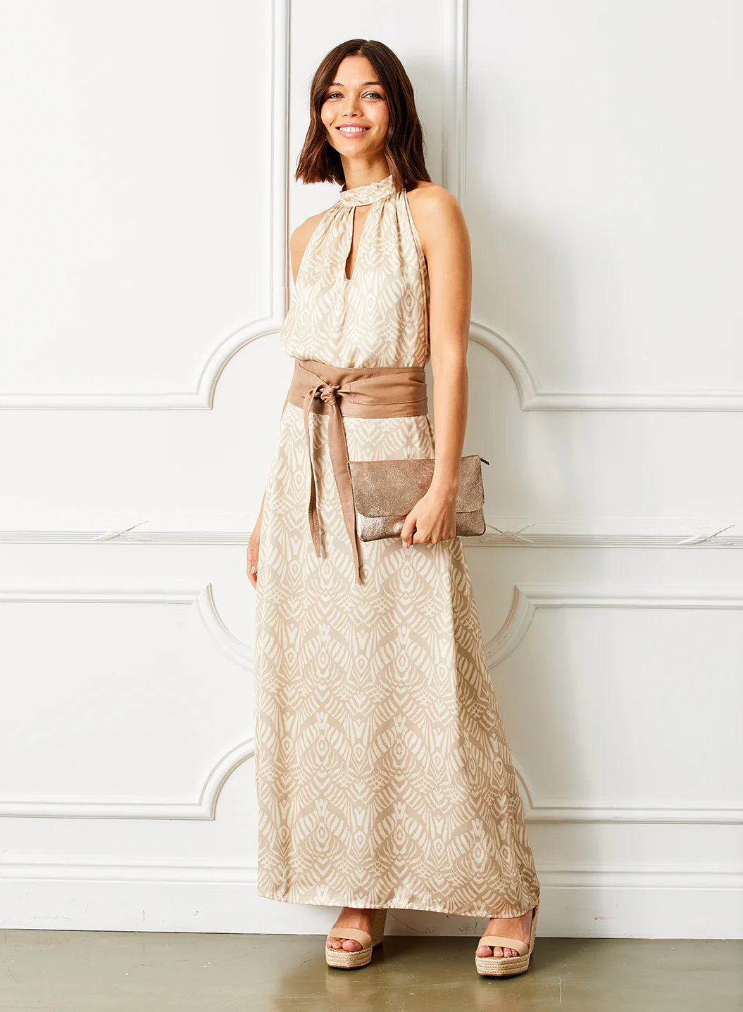 Genever Halter Neck Maxi Dress