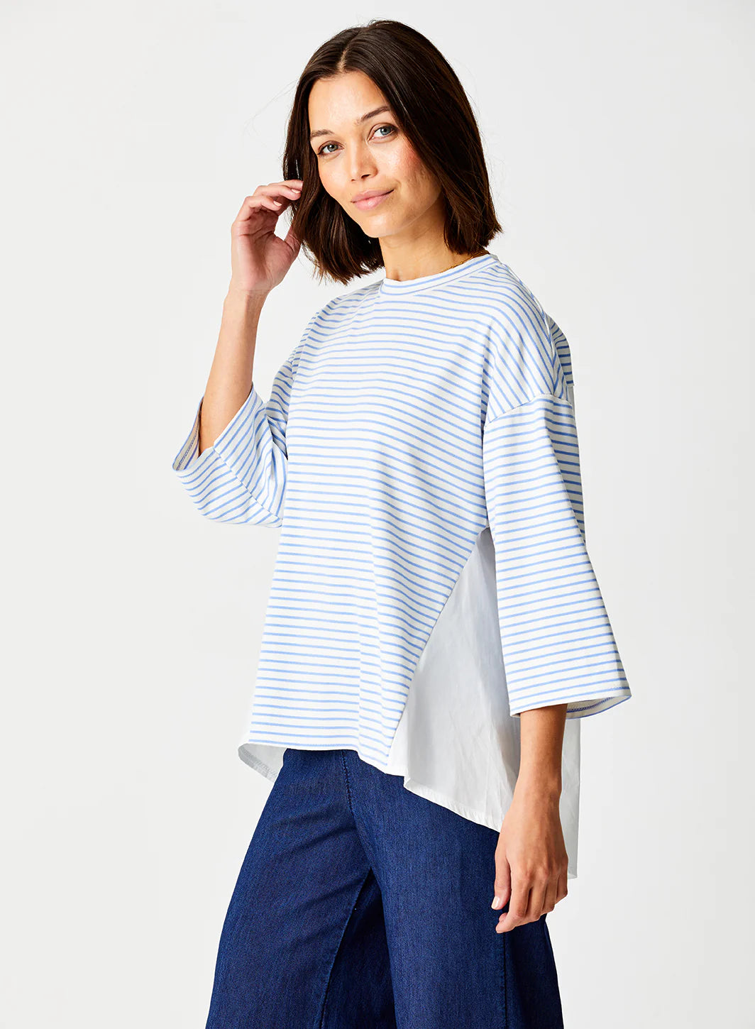 Glace Stripe Hi Lo Hem Top