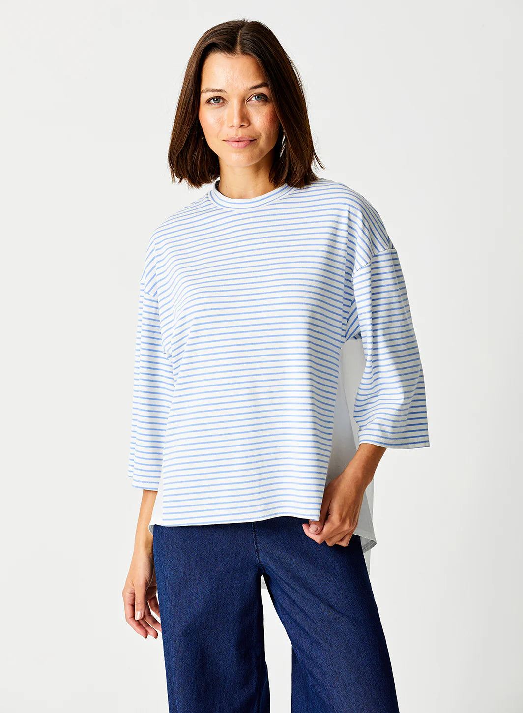 Glace Stripe Hi Lo Hem Top