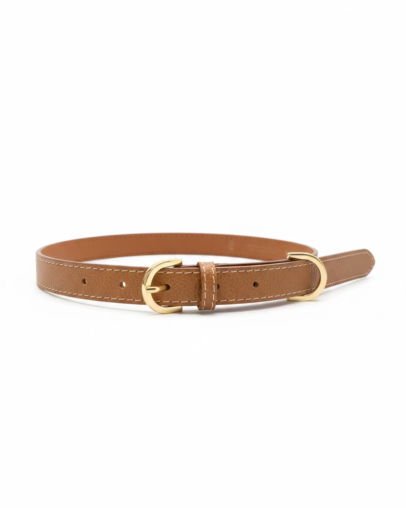 Thin Leather Belt w/ Stitches