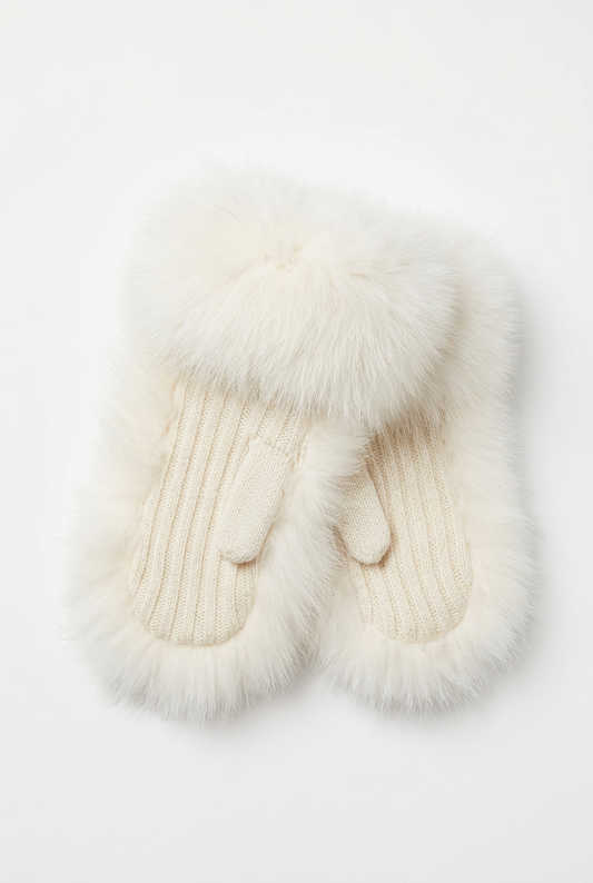 Knitted Glove w/ Fox Fur