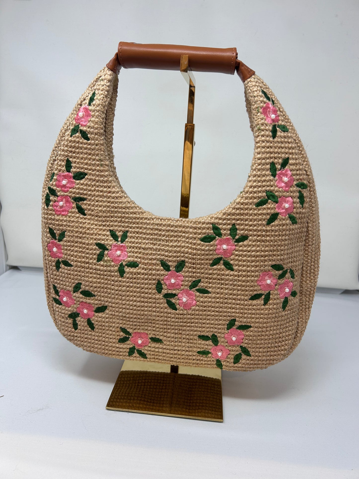 Oval Jute Bag w Embroidery