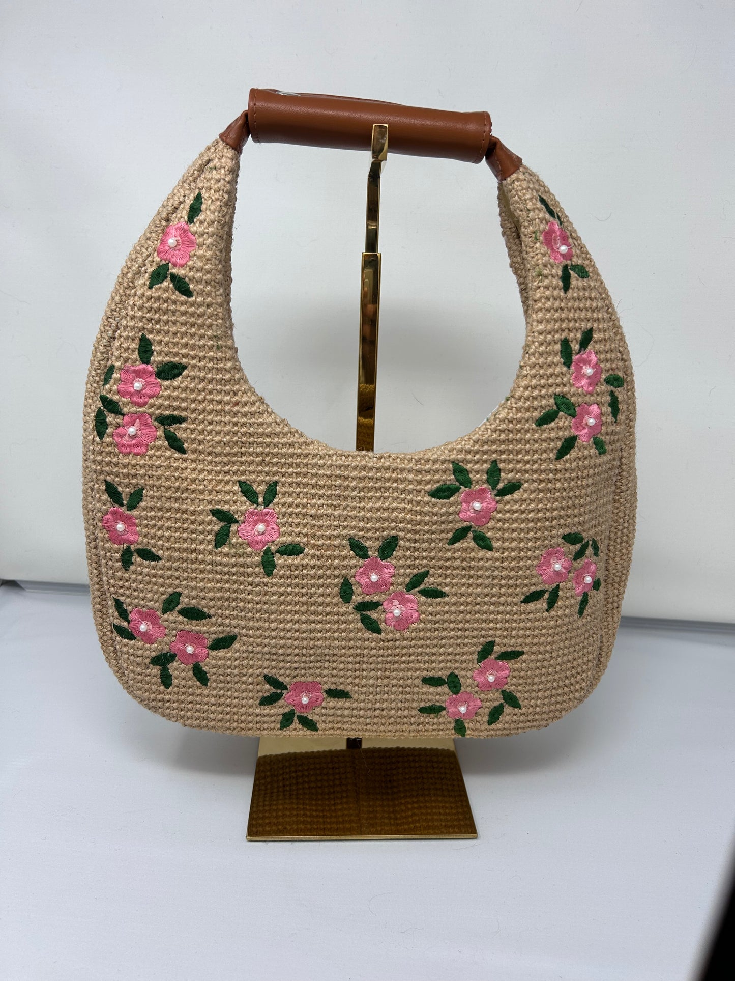 Oval Jute Bag w Embroidery