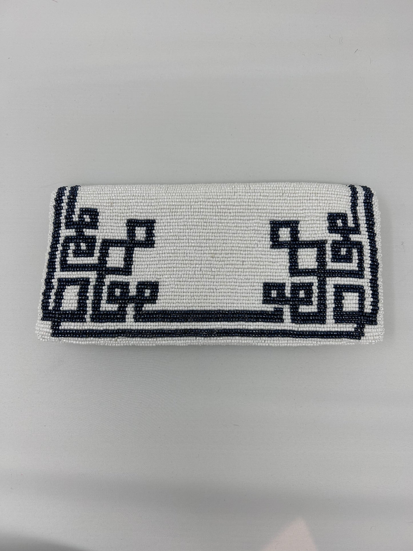 Initial Foldover - White with Navy Letter