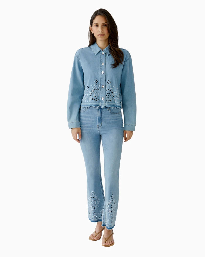 Flower Cut Denim Jacket