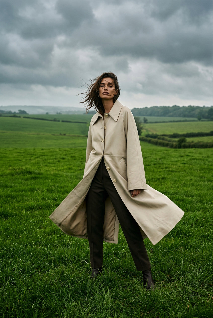 Long Leather Trench Coat