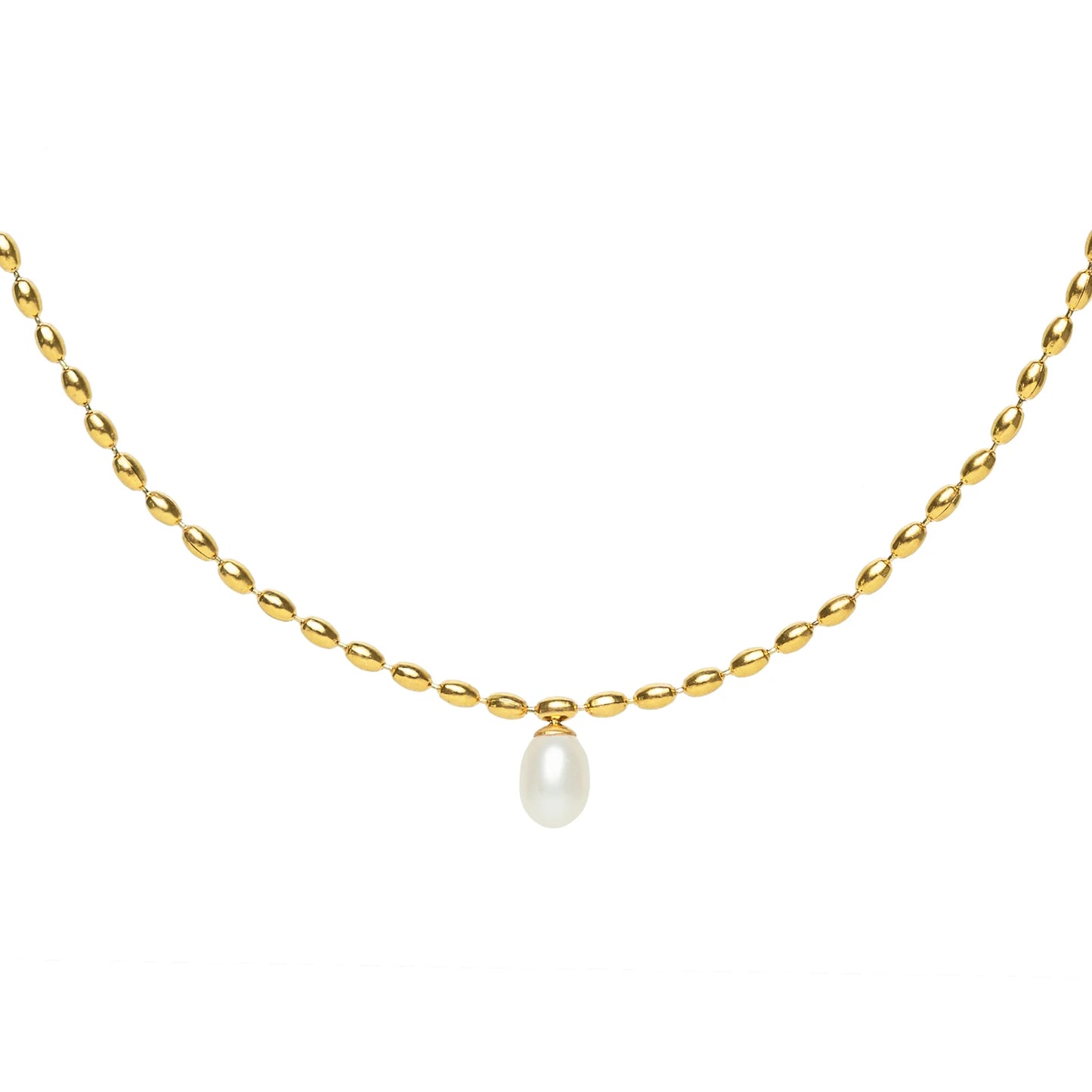 Gold Pearl Pendant Necklace