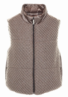 Woven Quilted Vest w/ Knitted Insert