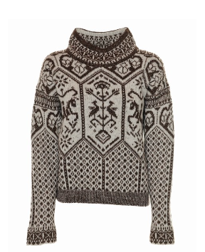 Patterned Knit High Neck Sweater