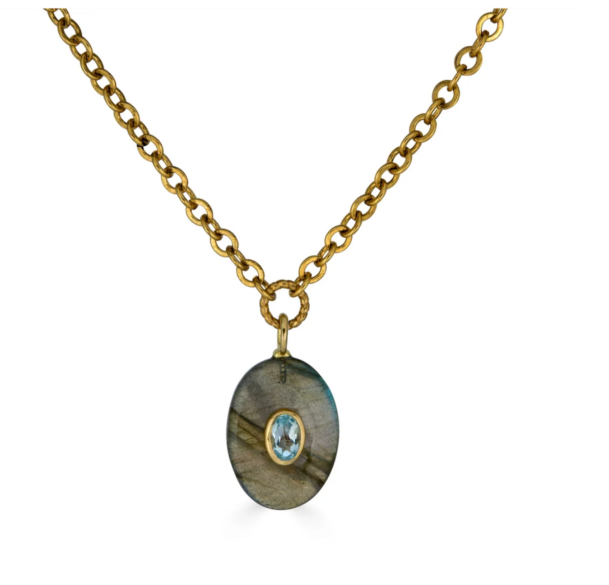 Labradorite Blue Topaz Inlay Necklace