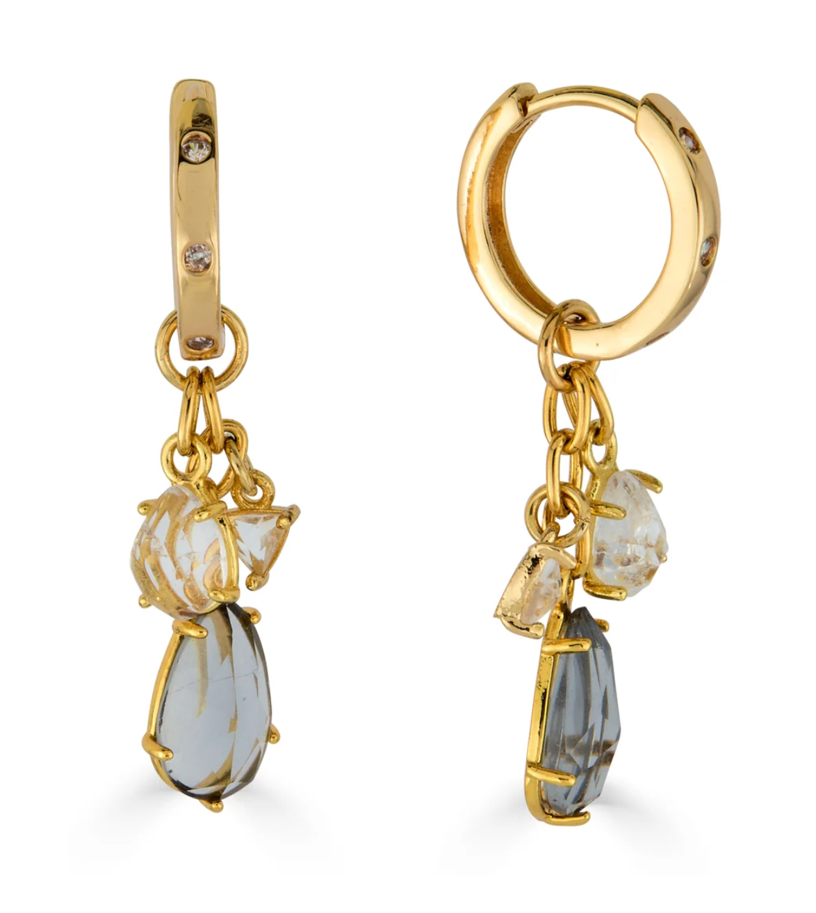 Gemstone Charm Huggie Earrings
