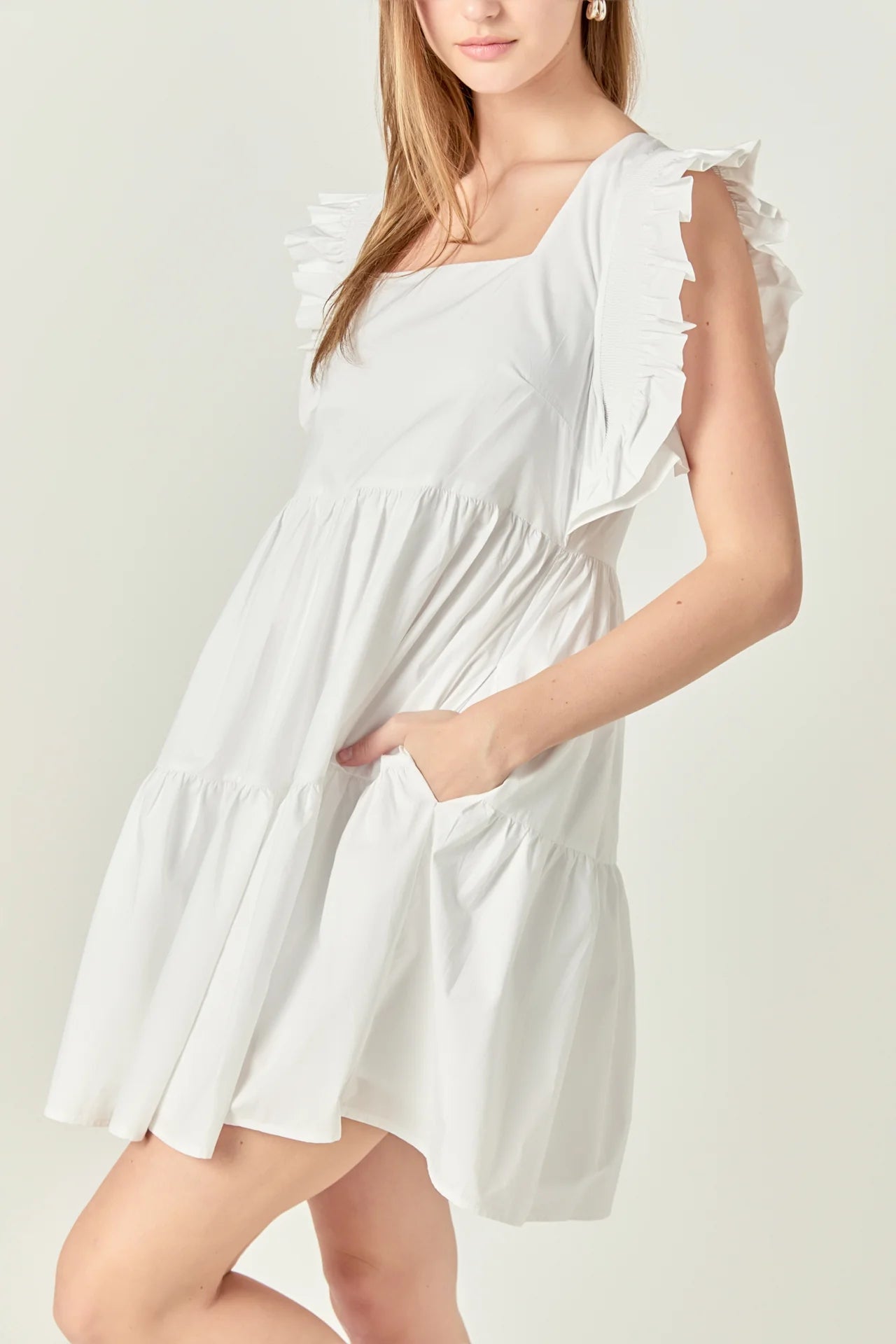 Ruffled Dress w Smocking Detail