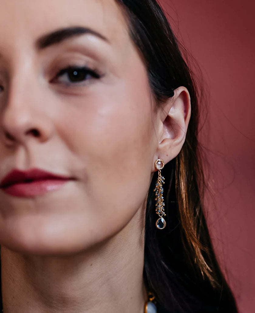 Labradorite Drizzle & Quartz Earrings