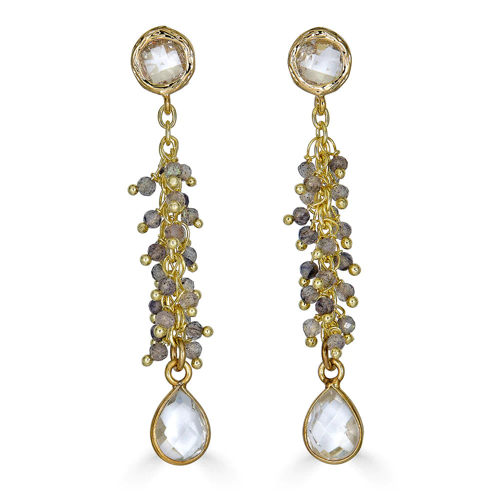 Labradorite Drizzle & Quartz Earrings