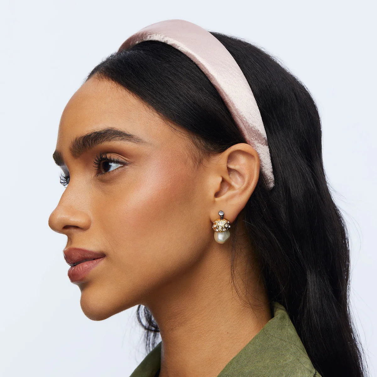 Pearl Acorn Button Earring