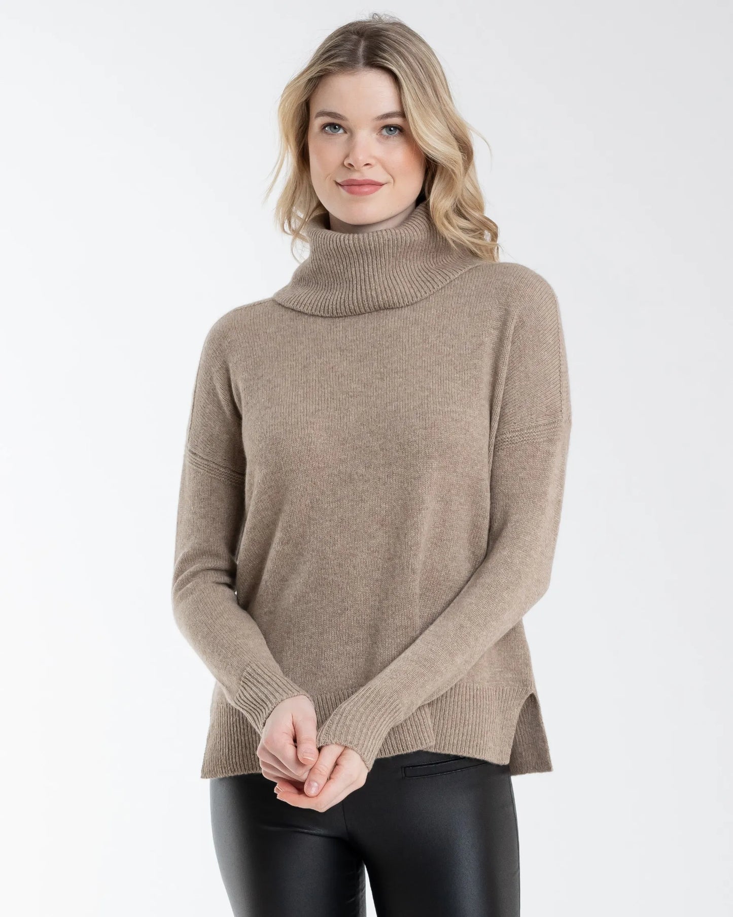 Cashmere Back Zip Turtleneck Sweater
