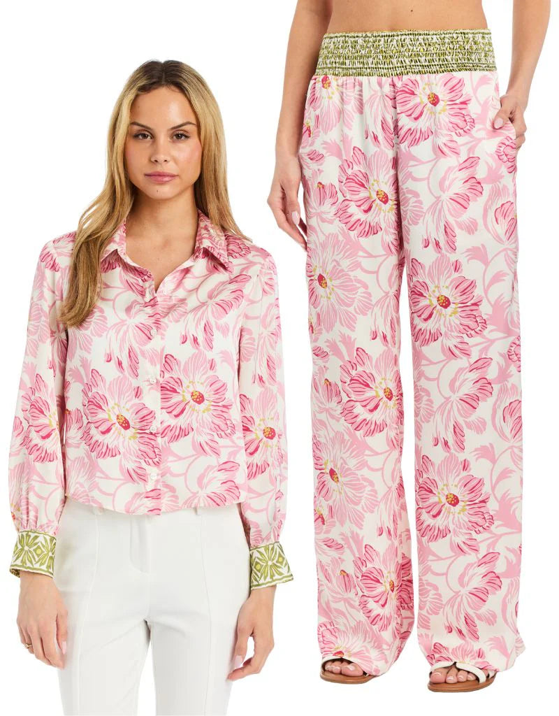 Hattie French Satin Pants - Lotus