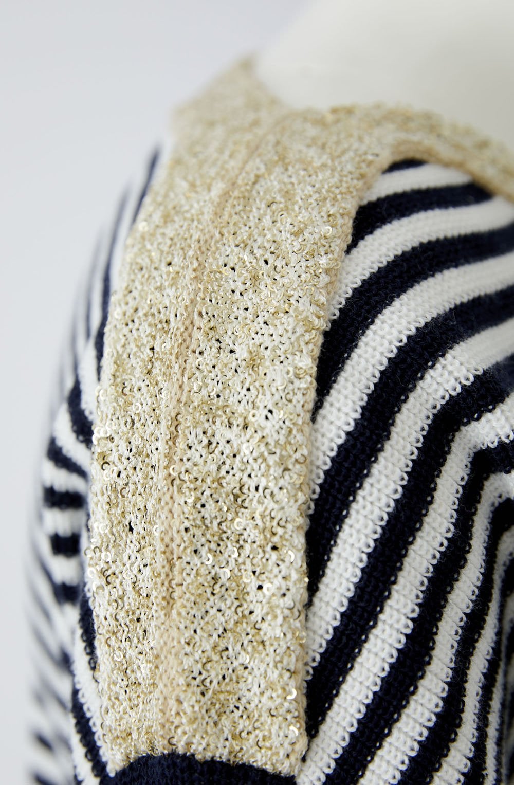 Blue Stripe and Gold Shimmer Neck Jumper