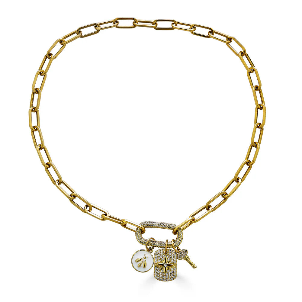 Paperclip Bee & Star Charm Necklace