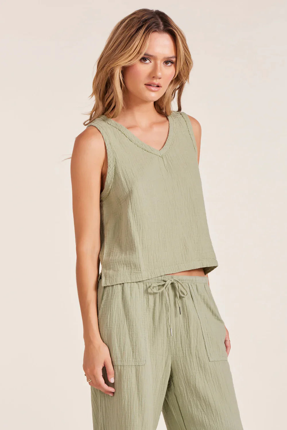 V-Neck Raw Edge Tank