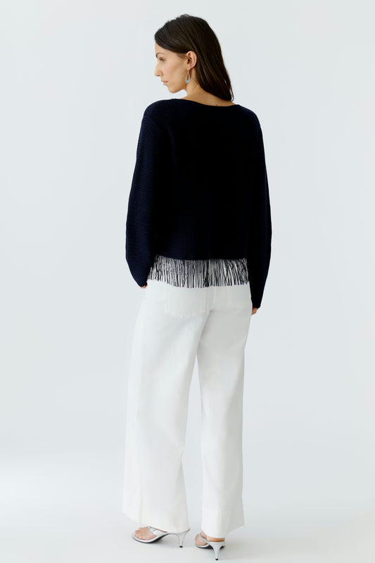 Micro-Sequins Hem Pullover