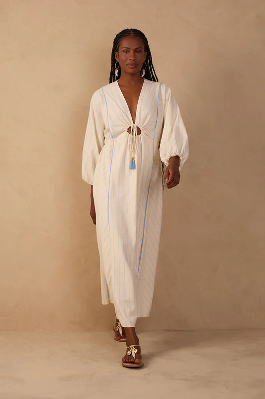 Striped Tie Front Maxi Dress